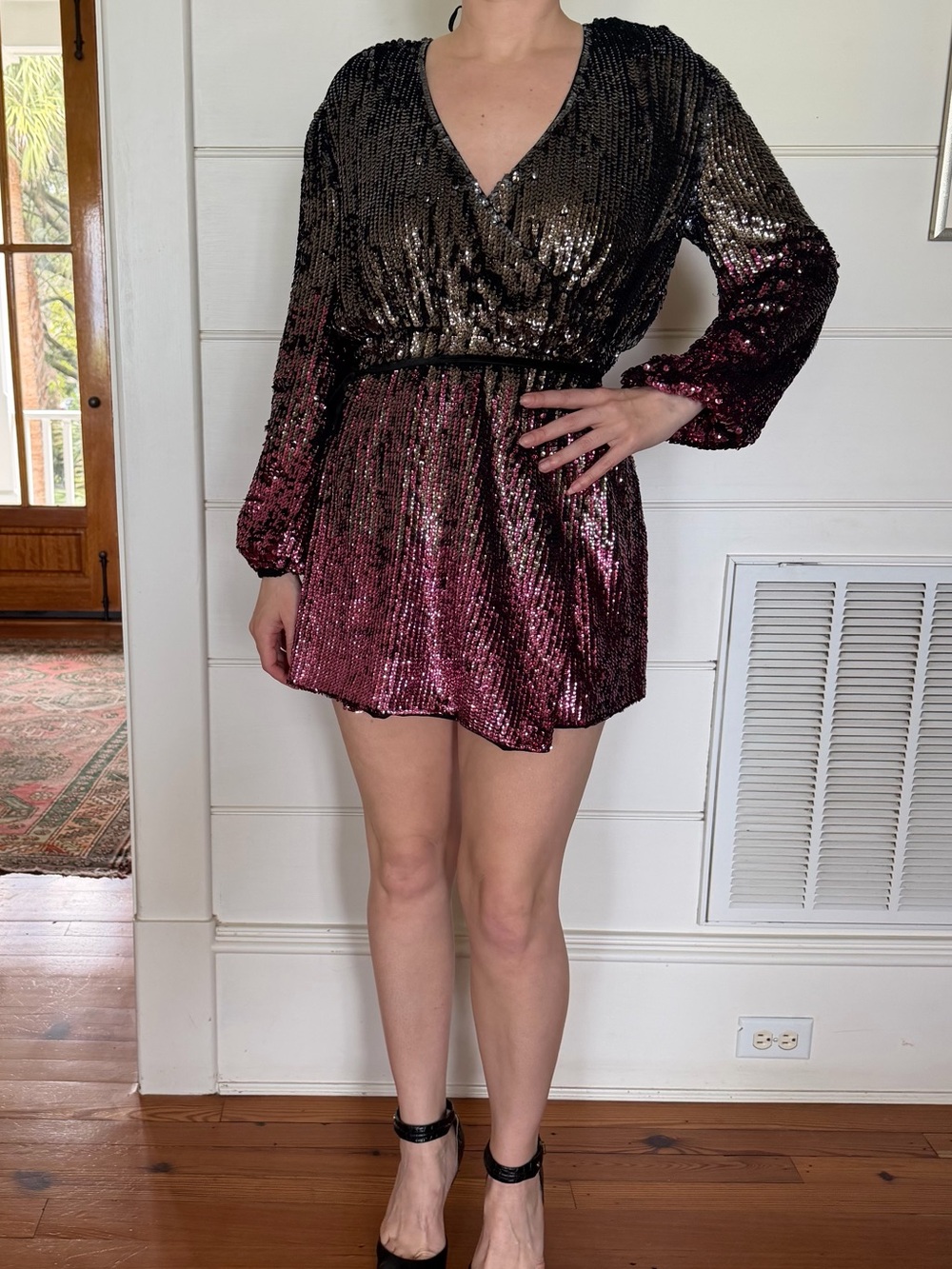 TOPSHOP Sequin Wrap Minidress